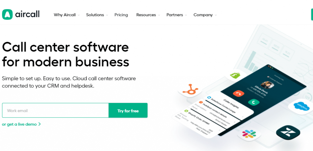 Aircall call center customer service tools