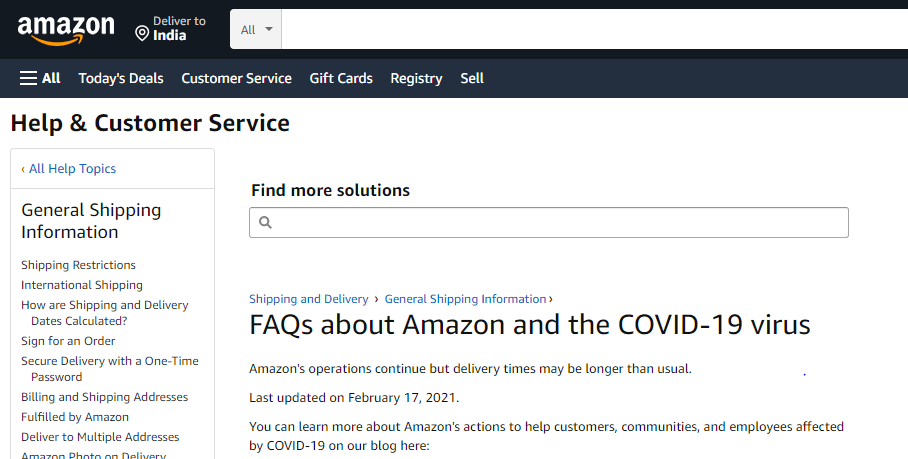 Amazon Communicates Proactively During Lockdown