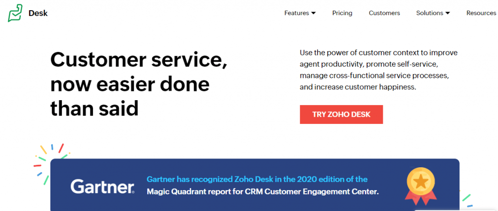 Zoho desk help desk tool