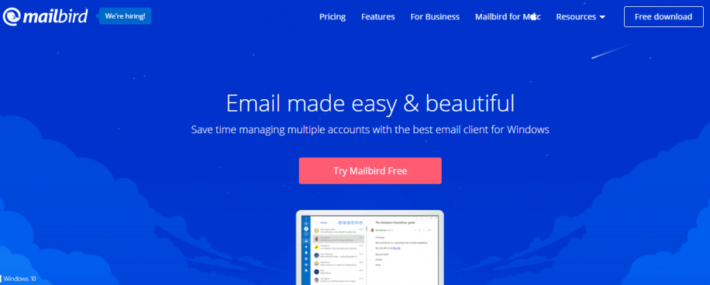 Mailbird is an email client for Windows