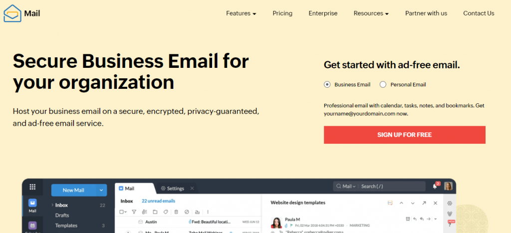 Zoho Mail is a popular ad-free email management servic