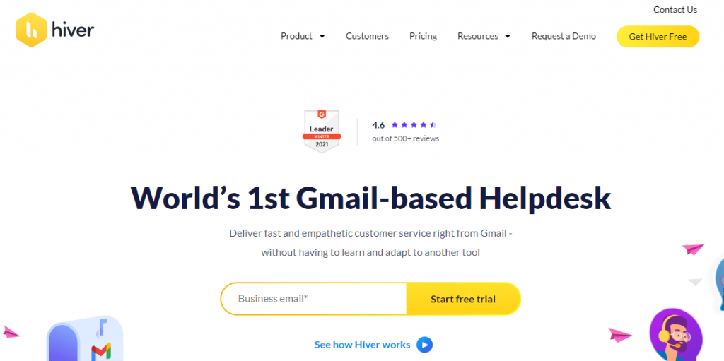 Hiver is a popular Gmail-based help desk solution