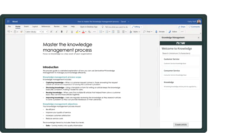 ServiceNow knowledge base