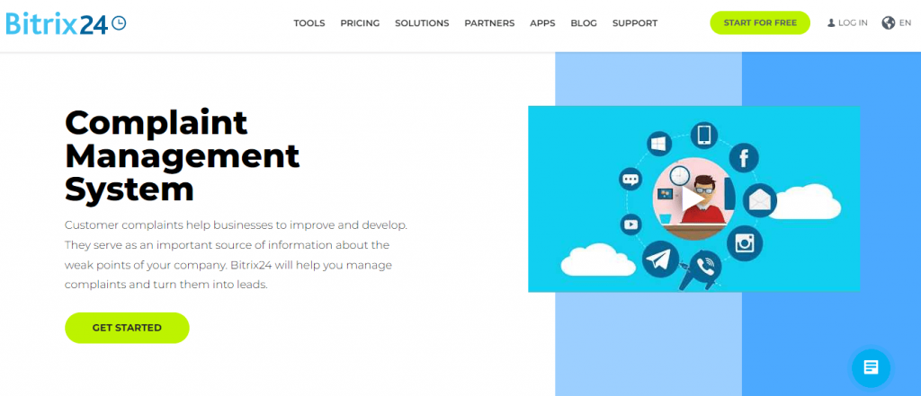 Bitrix24 offers a robust complaint management system