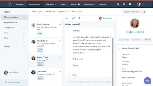 HubSpot's team email is integrated with its free CRM