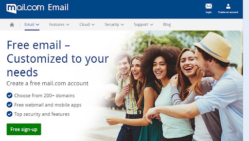 Mail.com is a popular email service provider