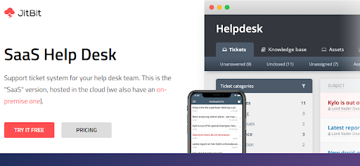 JitBit offers its help desk platform in two versions, SaaS and on-premise