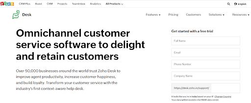Zoho Desk is a robust communication management system 