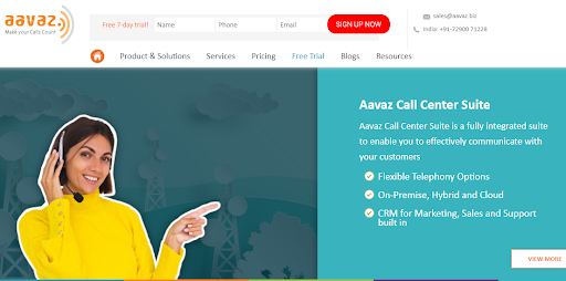 Aavaz is a full-fledged call center suite that can help your team manage communications 