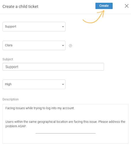 Create child tickets in help desk 