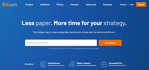 Bill.com - Less paper. more time your strategy