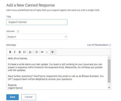 Create Canned Responses for setup new help desk