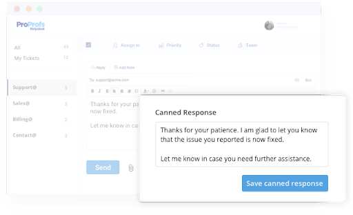 Canned Responses feature in help desk software
