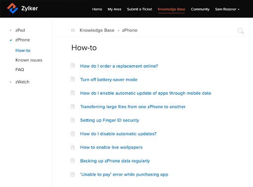 zoho desk knowledge base