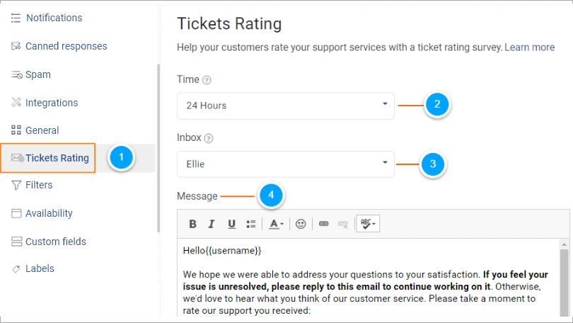 Set Up Automated Emails For Ticket Rating