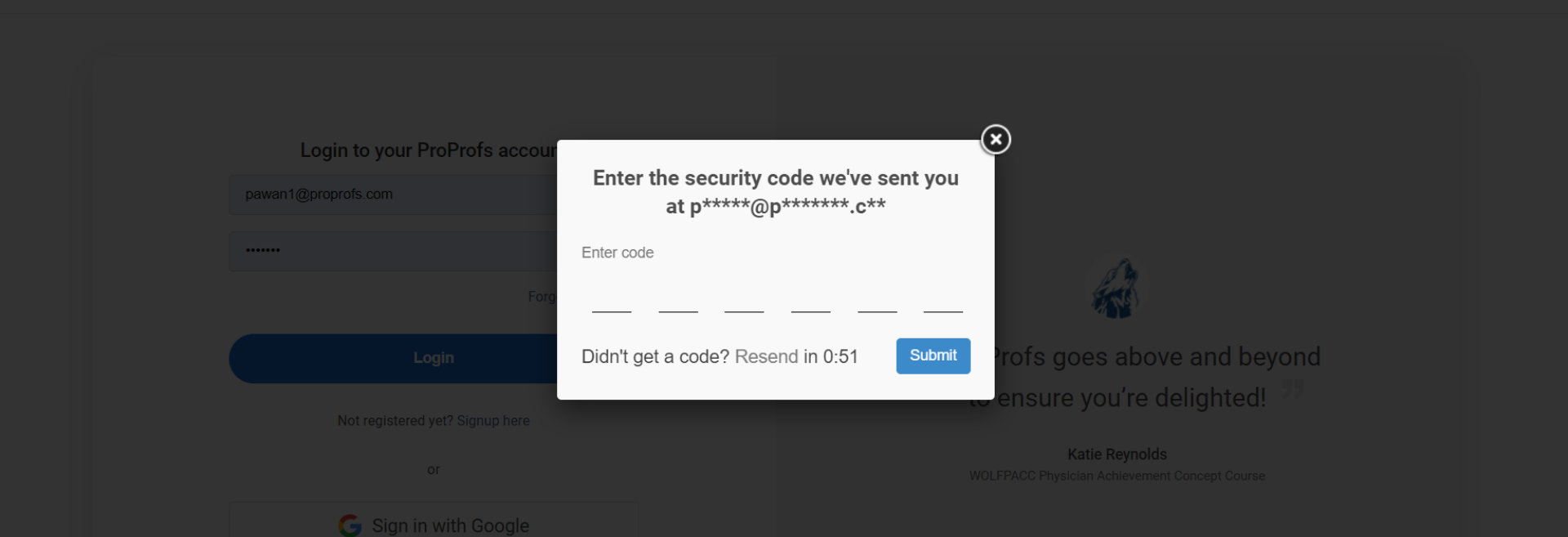 Proprofs Security code