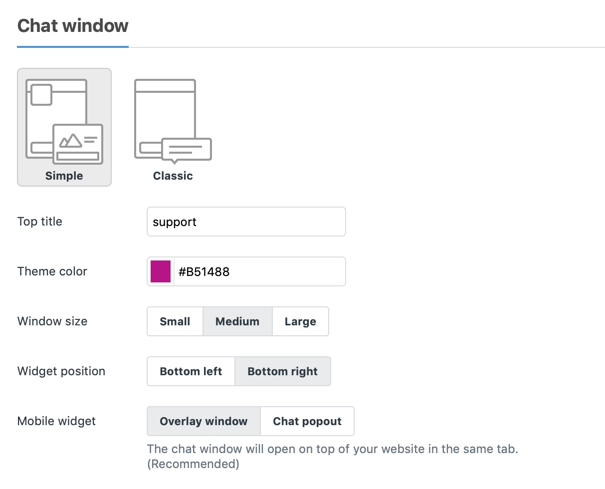 Zendesk Chat window