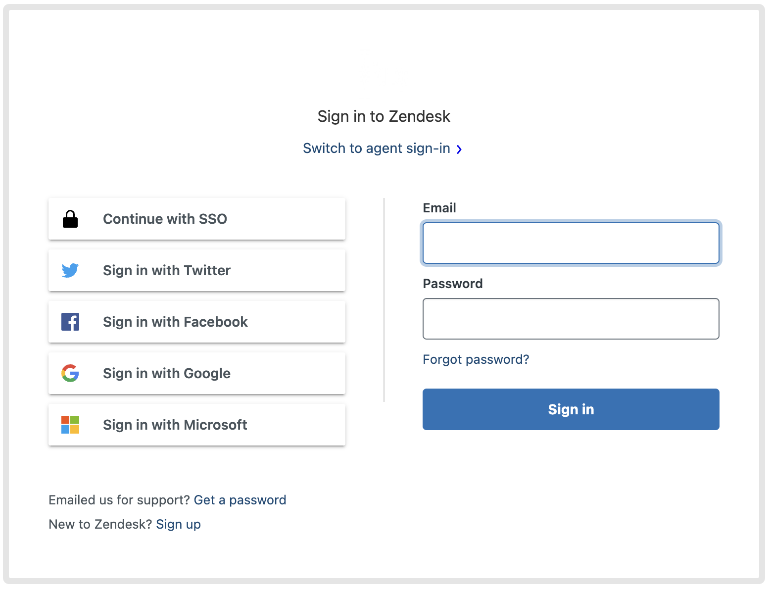 Zendesk Sign in