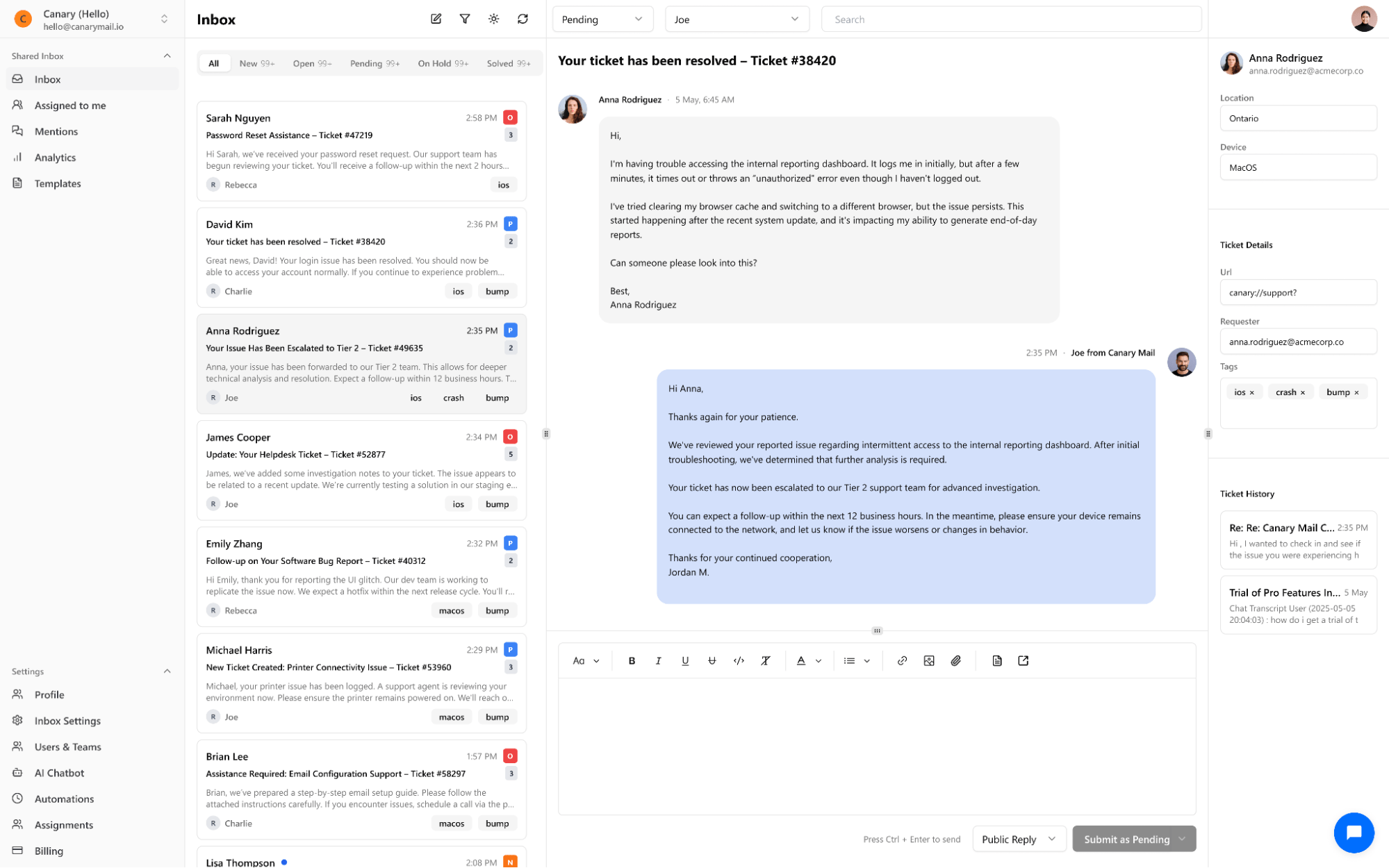 Canary screenshot