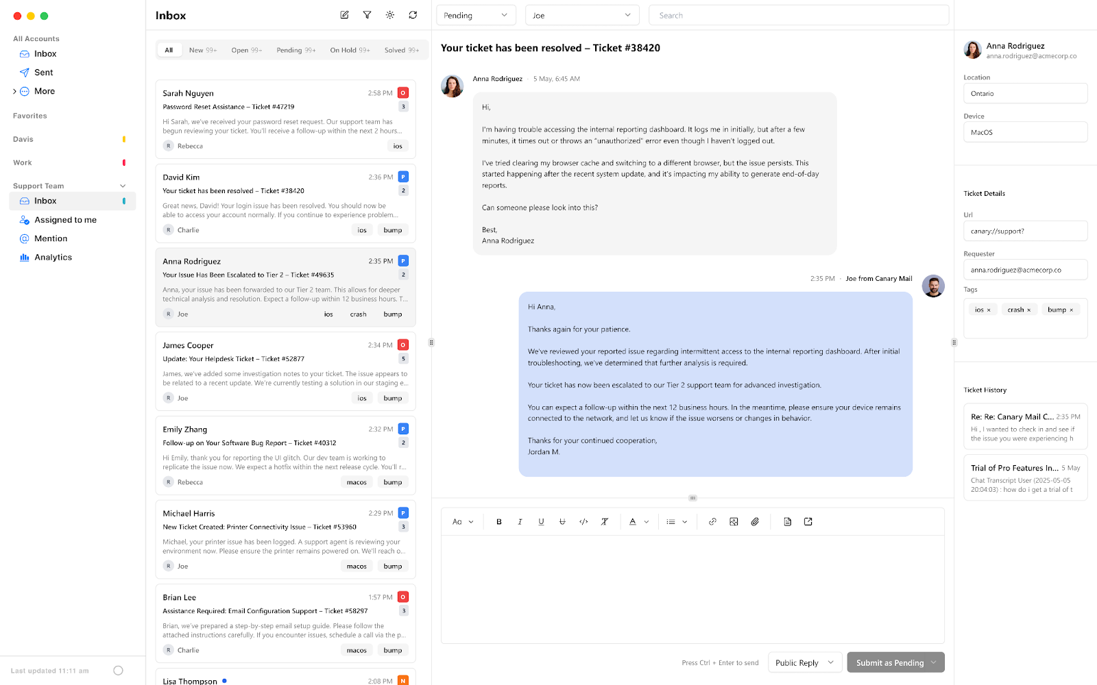 Canary-support-software