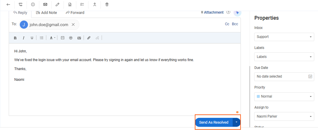 Ticket resolved - closed