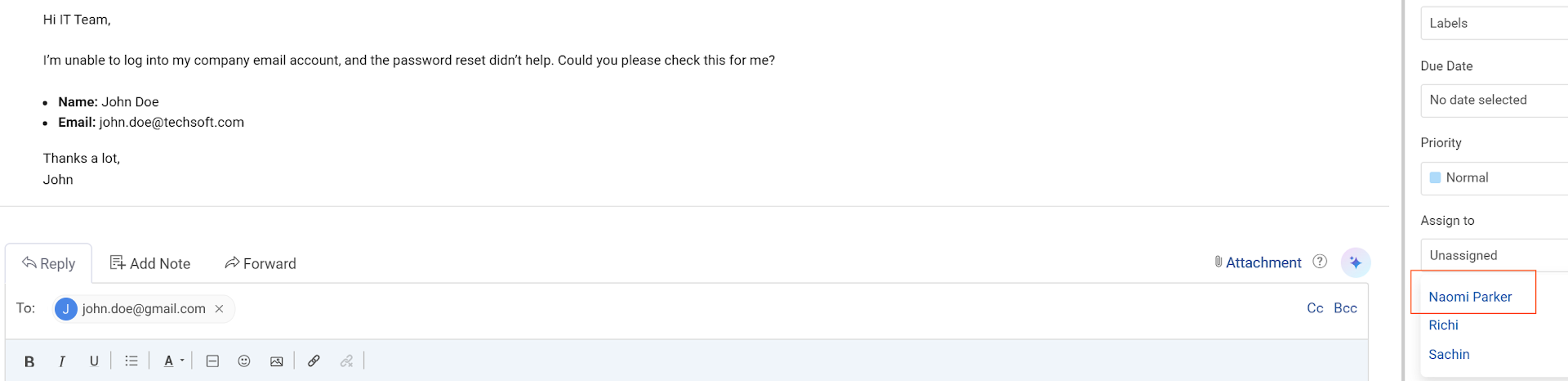 Ticket assignment
