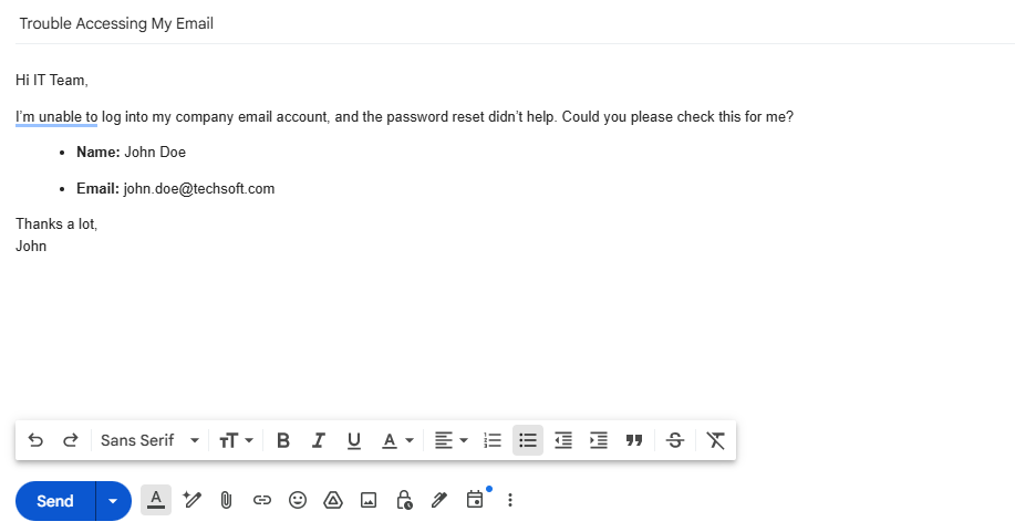 Ticketing system - user request