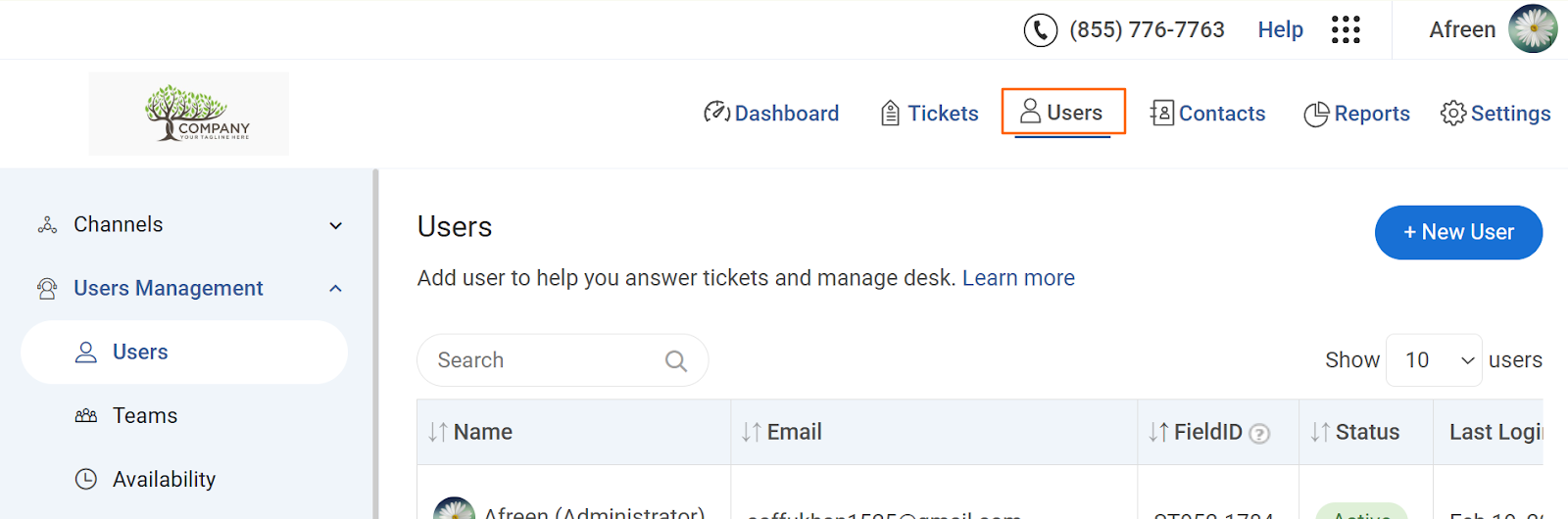 Add new help desk user