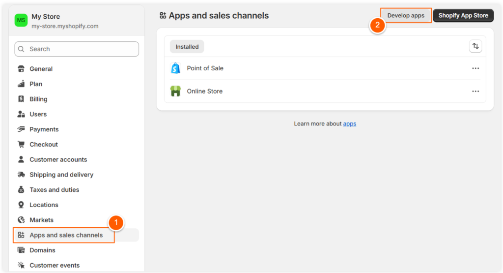 Enable Custom App Development in Shopify