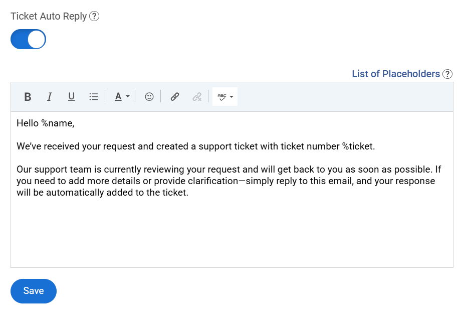 Ticket auto-reply